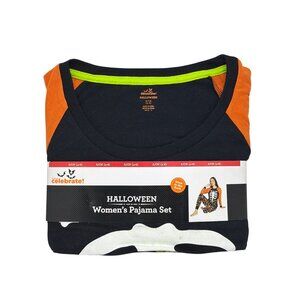 NWT Celebrate! Women's Halloween Pajama Set Glow in Dark Skeleton S (4-6) Lounge